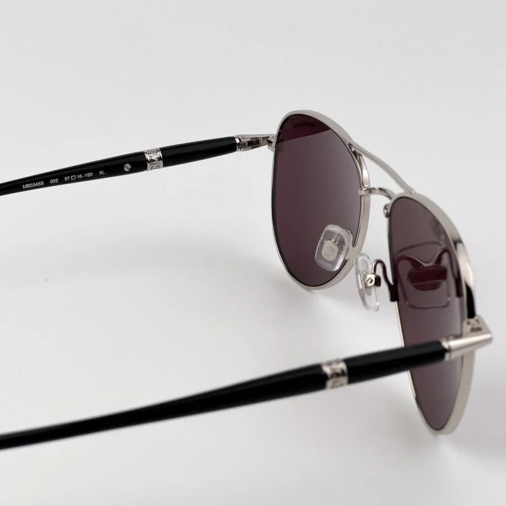 Montblanc Men Sunglasses Silver Black Violet Pilot Frame Violet | Model MB0345S